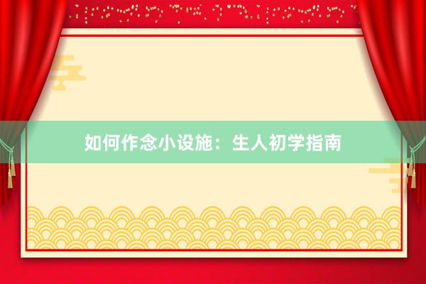 如何作念小设施：生人初学指南